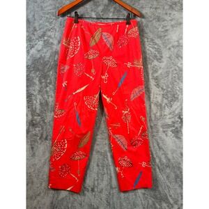 Vintage Jones New York Country Pants Womens 8 30x25.5 Red Umbrella Print Cropped
